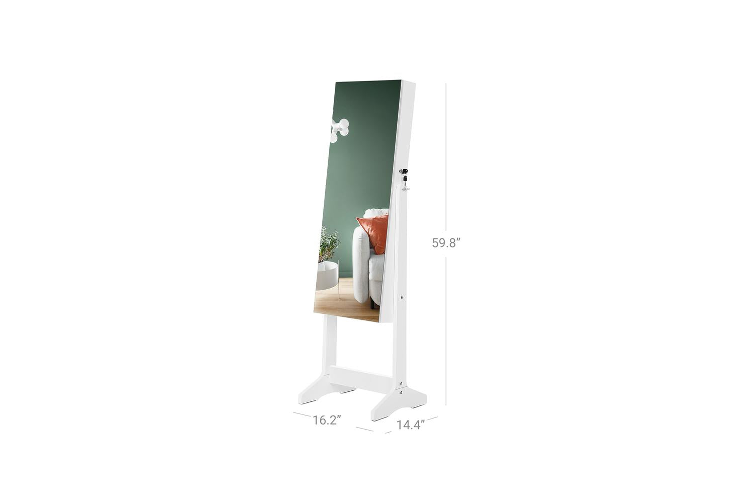 Songmics Freestanding Jewelry Cabinet Armoire with Mirror | White-8