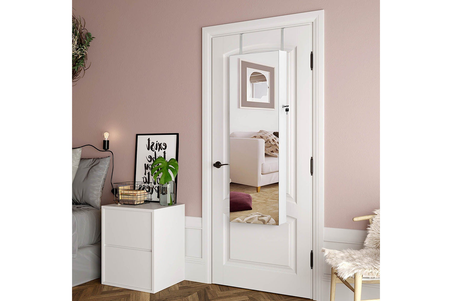 Songmics Wall Mounted Jewelry Armoire Cabinet | White-3