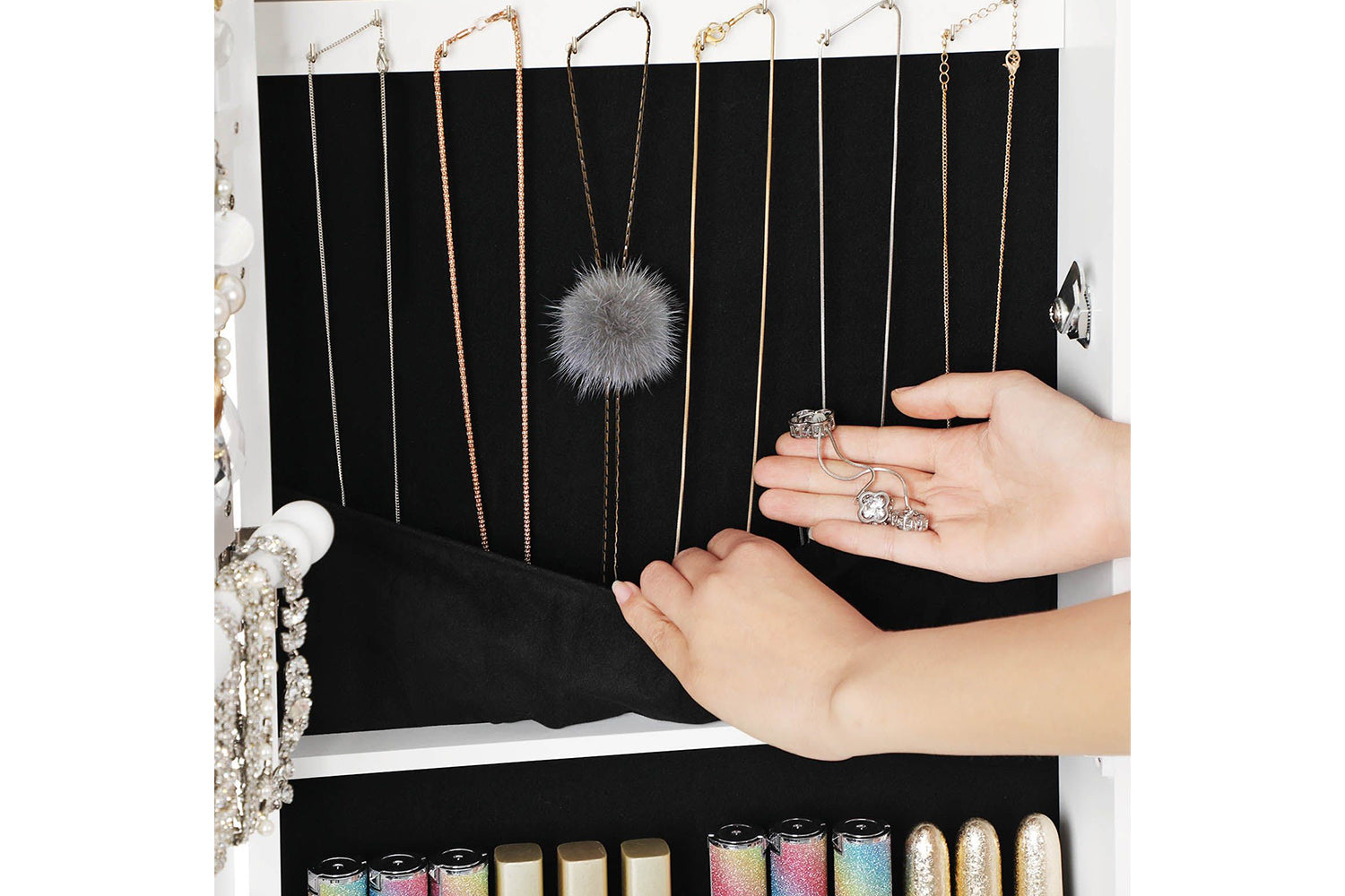 Songmics Wall Mounted Jewelry Armoire Cabinet | White-5