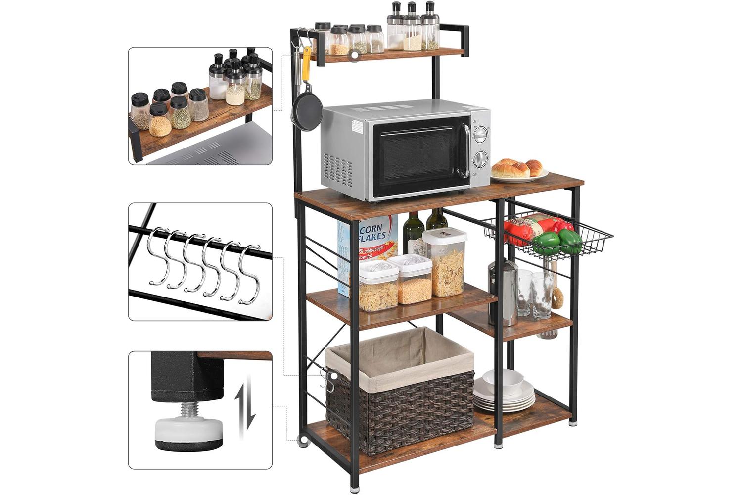 Vasagle Industrial Baker's Rack With Shelves | Rustic Brown-4