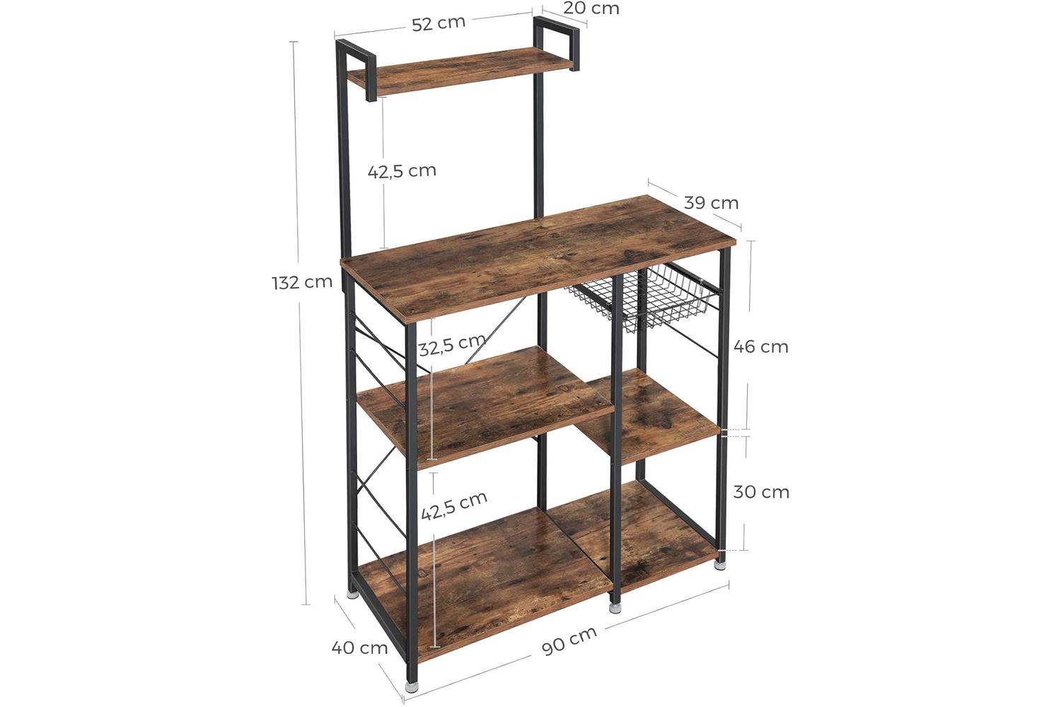 Vasagle Industrial Baker's Rack With Shelves | Rustic Brown-6
