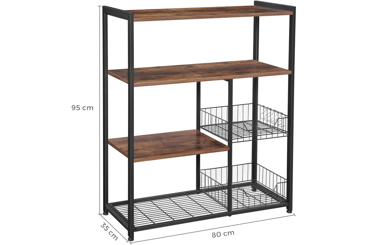 Vasagle Mesh Baskets Kitchen Shelf | Rustic Brown & Matte Black-5
