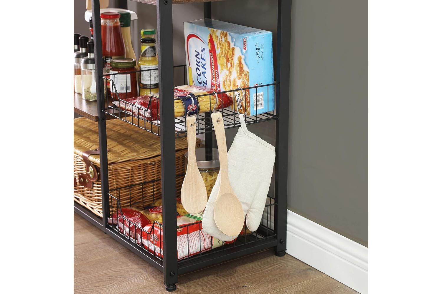 Vasagle Mesh Baskets Kitchen Shelf | Rustic Brown & Matte Black-6
