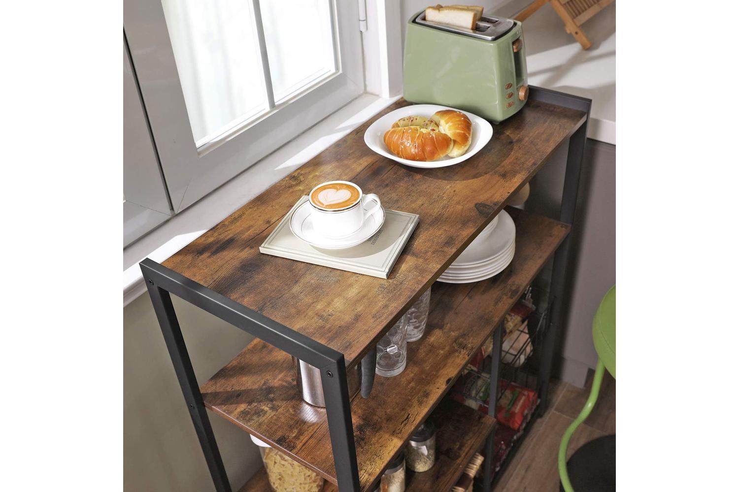Vasagle Mesh Baskets Kitchen Shelf | Rustic Brown & Matte Black-7