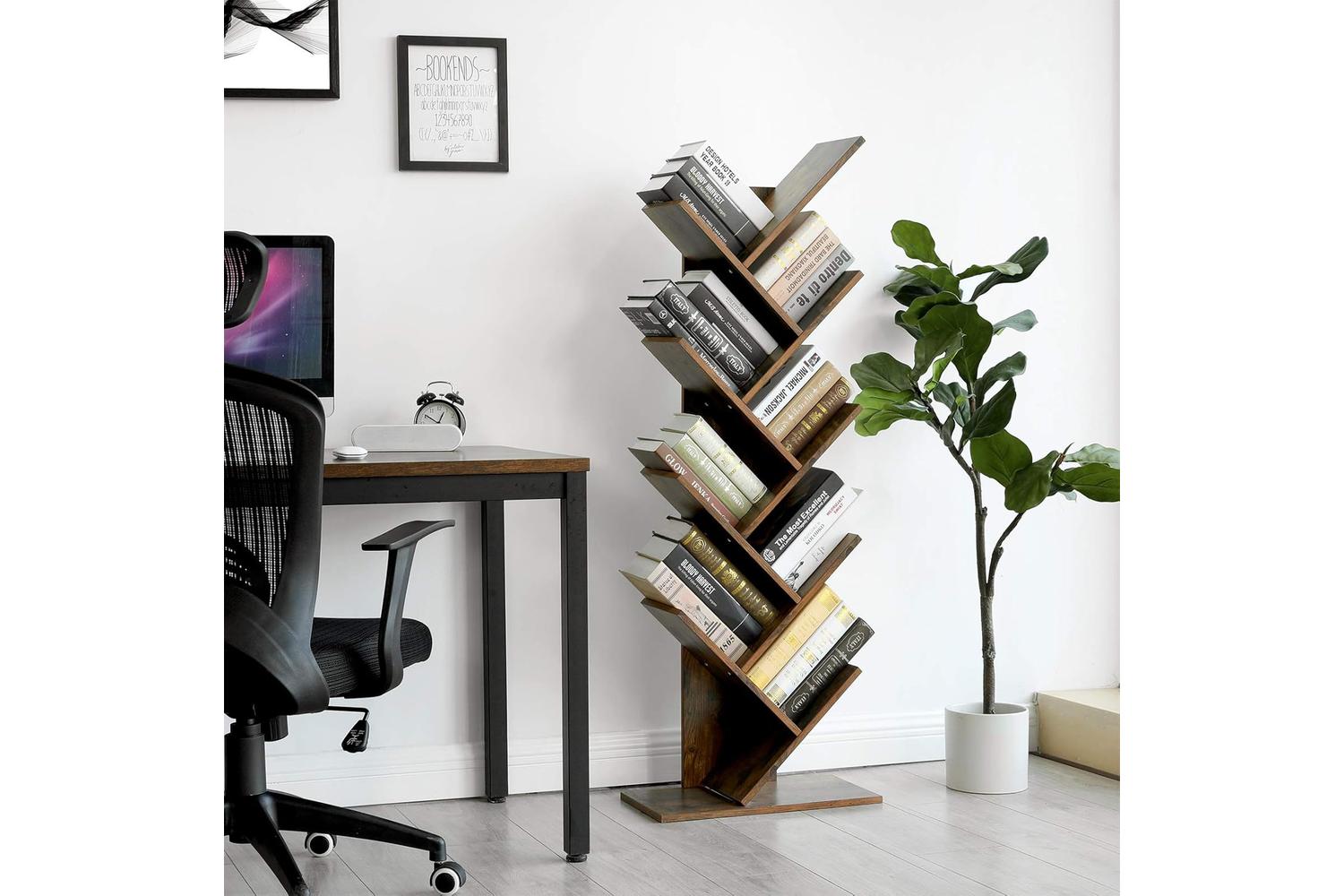 Vasagle Tree-shaped Standing Wooden Bookshelf | Rustic Brown-2