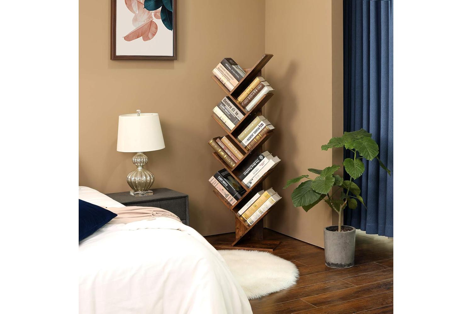 Vasagle Tree-shaped Standing Wooden Bookshelf | Rustic Brown-3