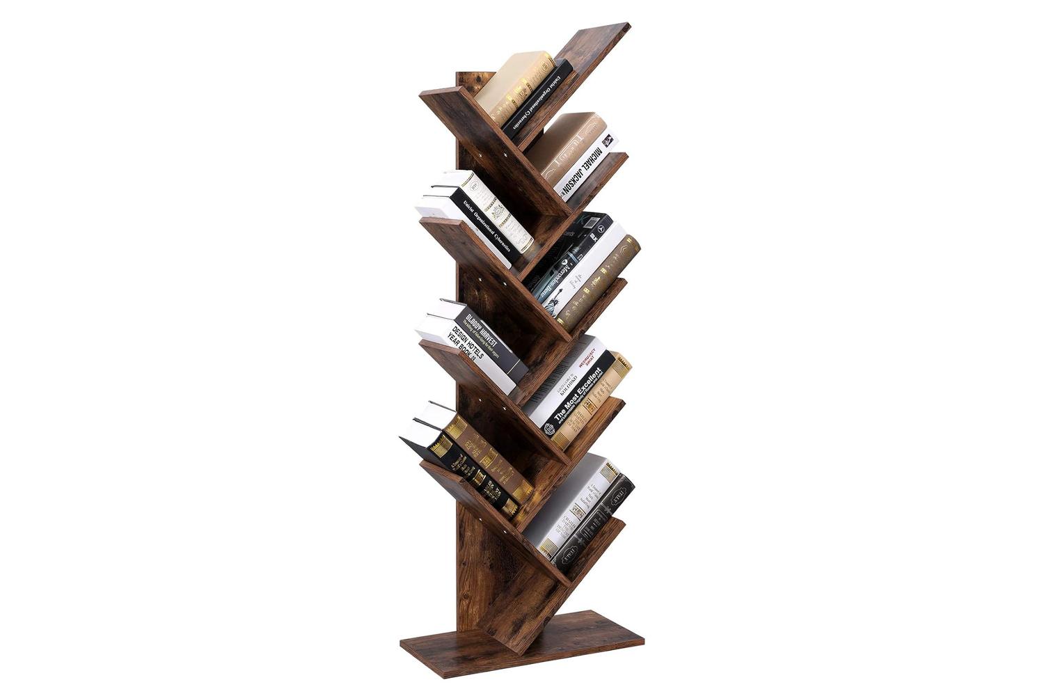 Vasagle Tree-shaped Standing Wooden Bookshelf | Rustic Brown-4