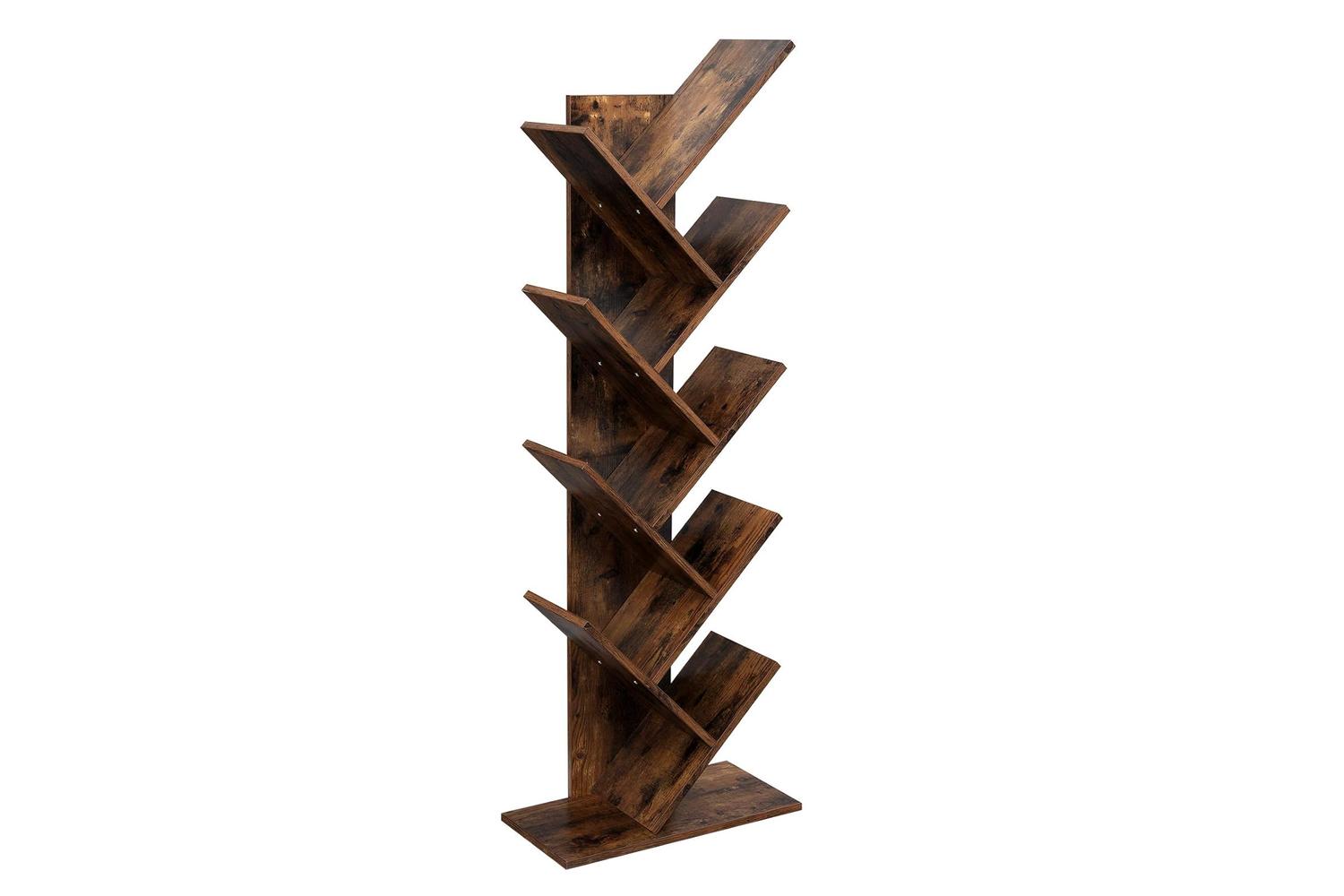 Vasagle Tree-shaped Standing Wooden Bookshelf | Rustic Brown-6