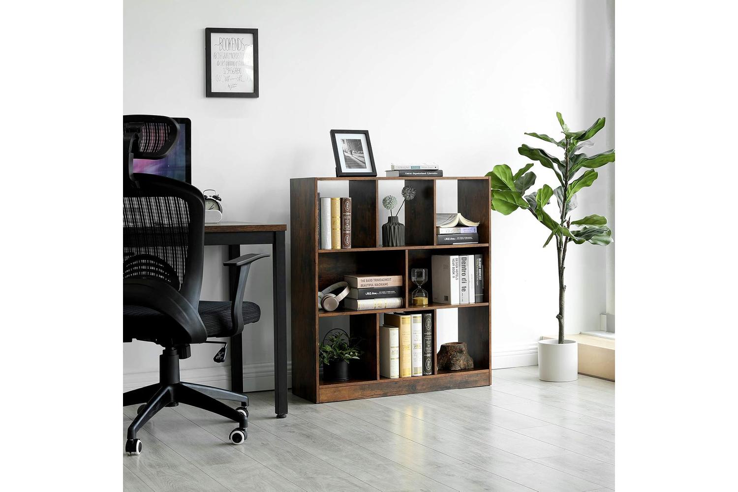 Vasagle 8 Compartment Bookshelf | Rustic Brown-2
