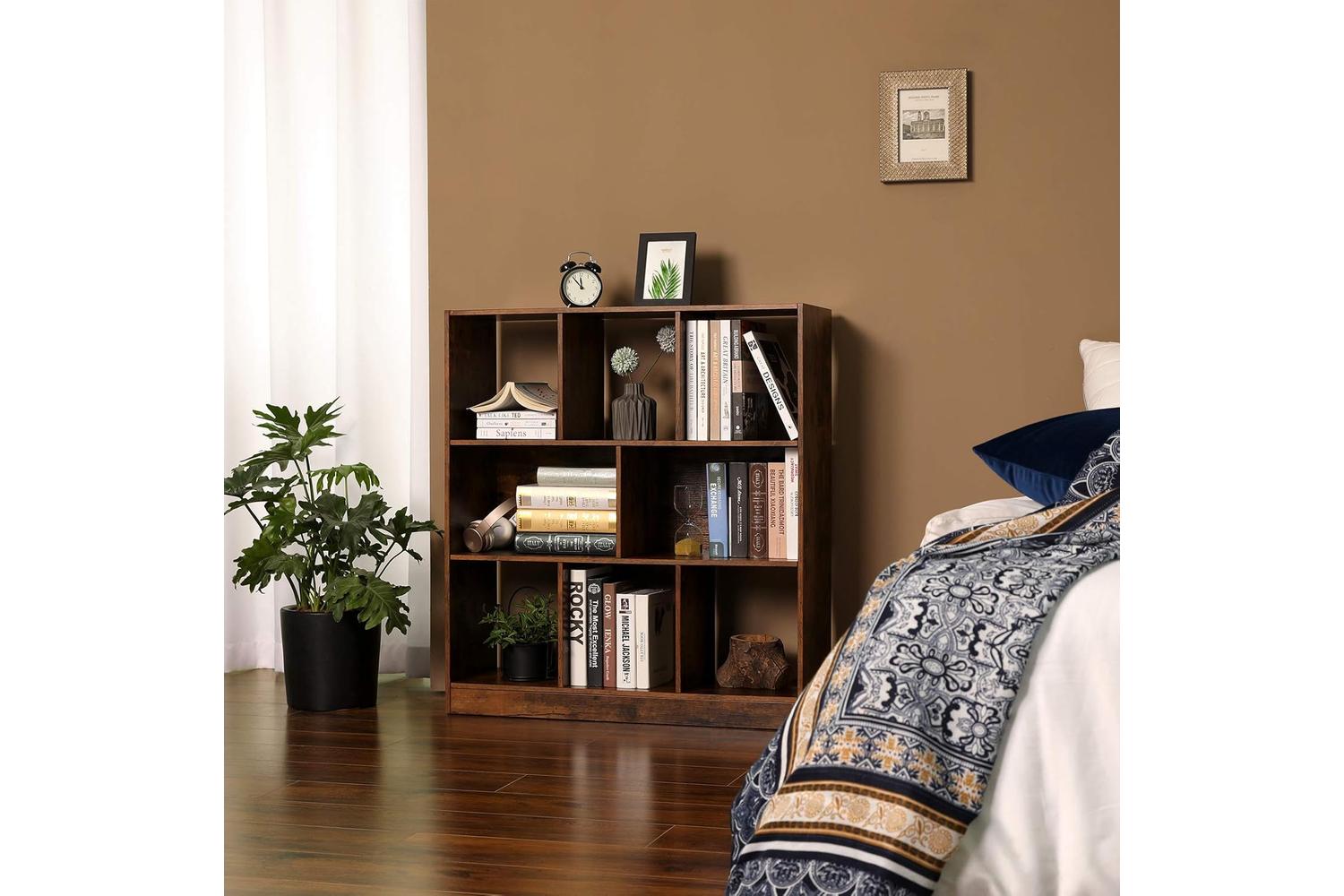 Vasagle 8 Compartment Bookshelf | Rustic Brown-3