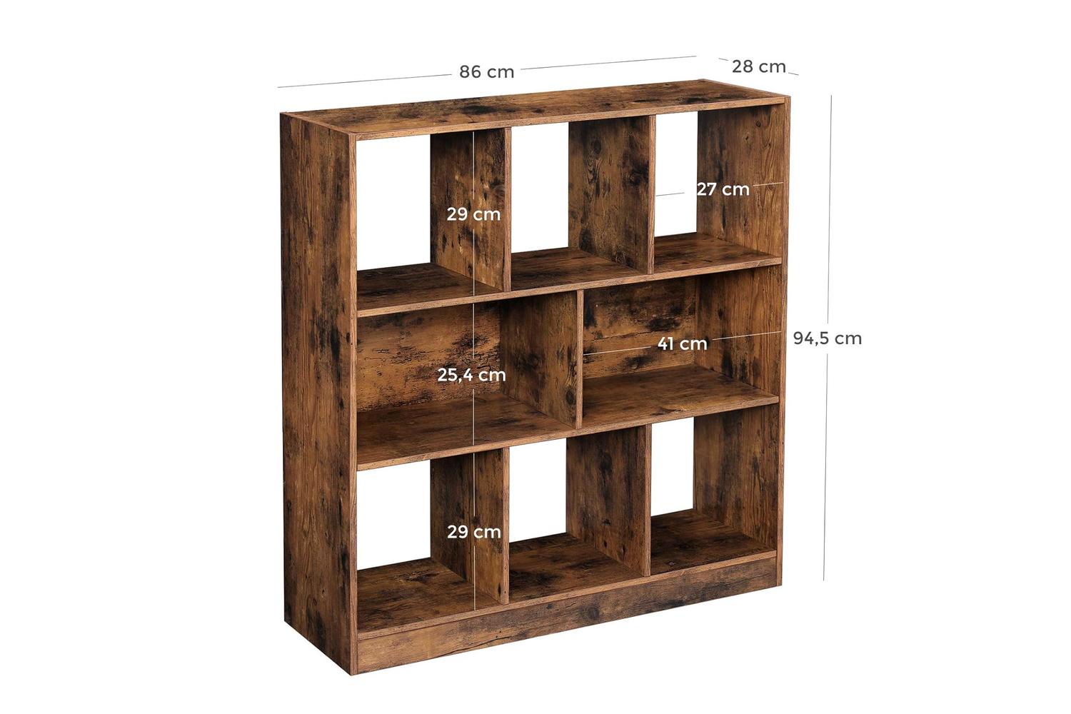 Vasagle 8 Compartment Bookshelf | Rustic Brown-6