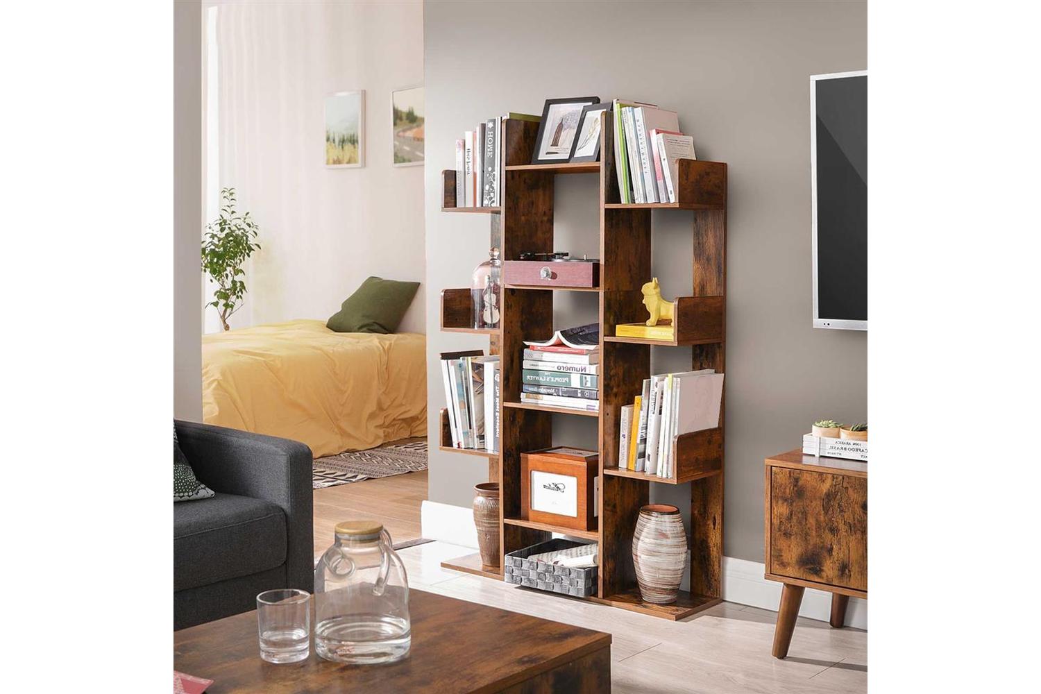 Vasagle Tree-shaped Wooden Bookcase | Rustic Brown-3