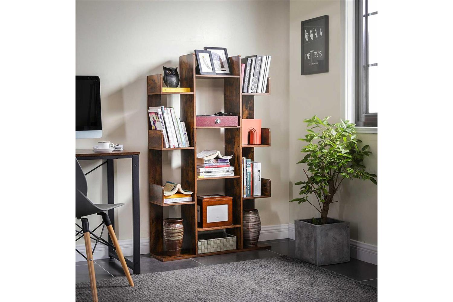 Vasagle Tree-shaped Wooden Bookcase | Rustic Brown-4