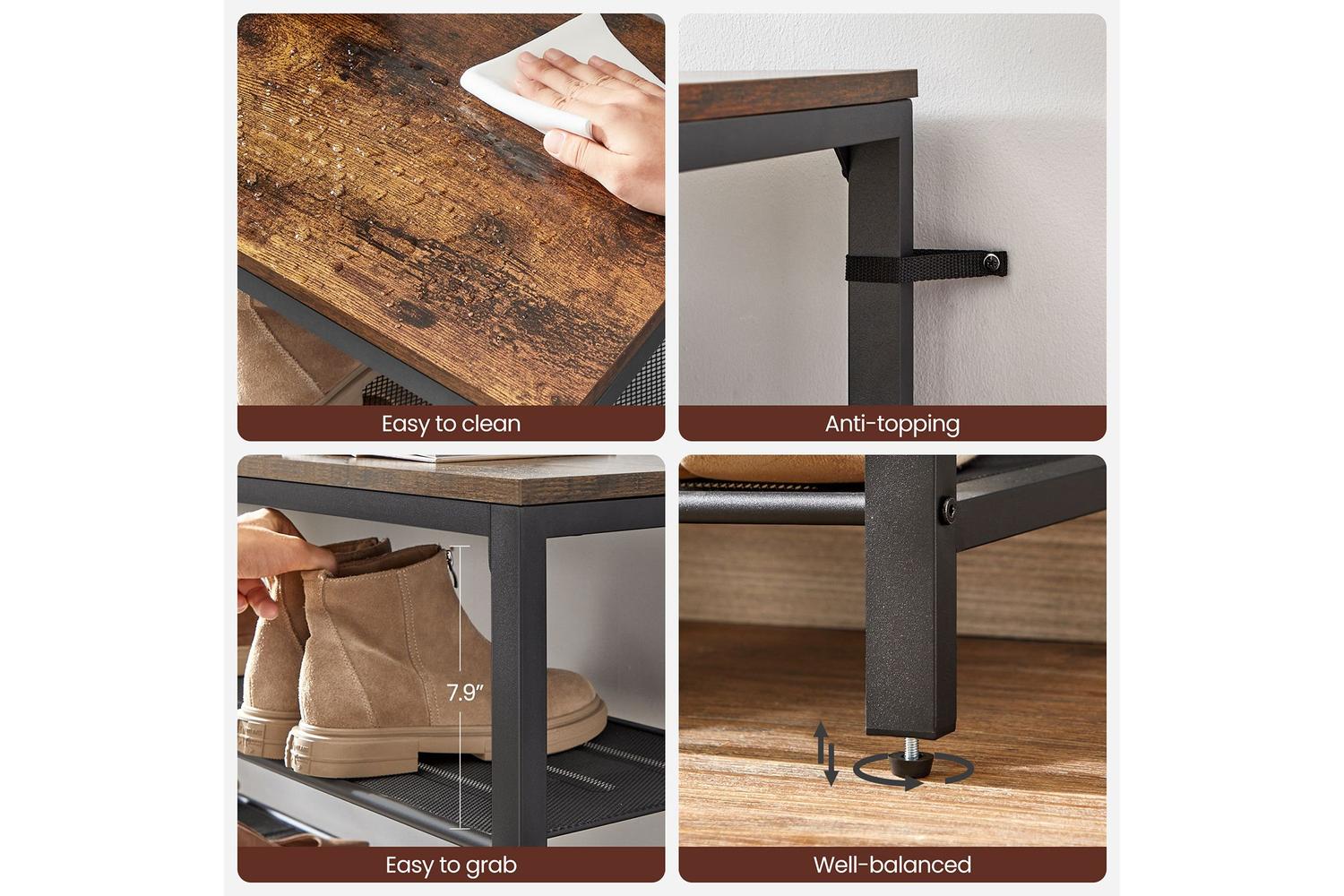 Vasagle  Shoe Rack With 7 Metal Shelves | Black-7