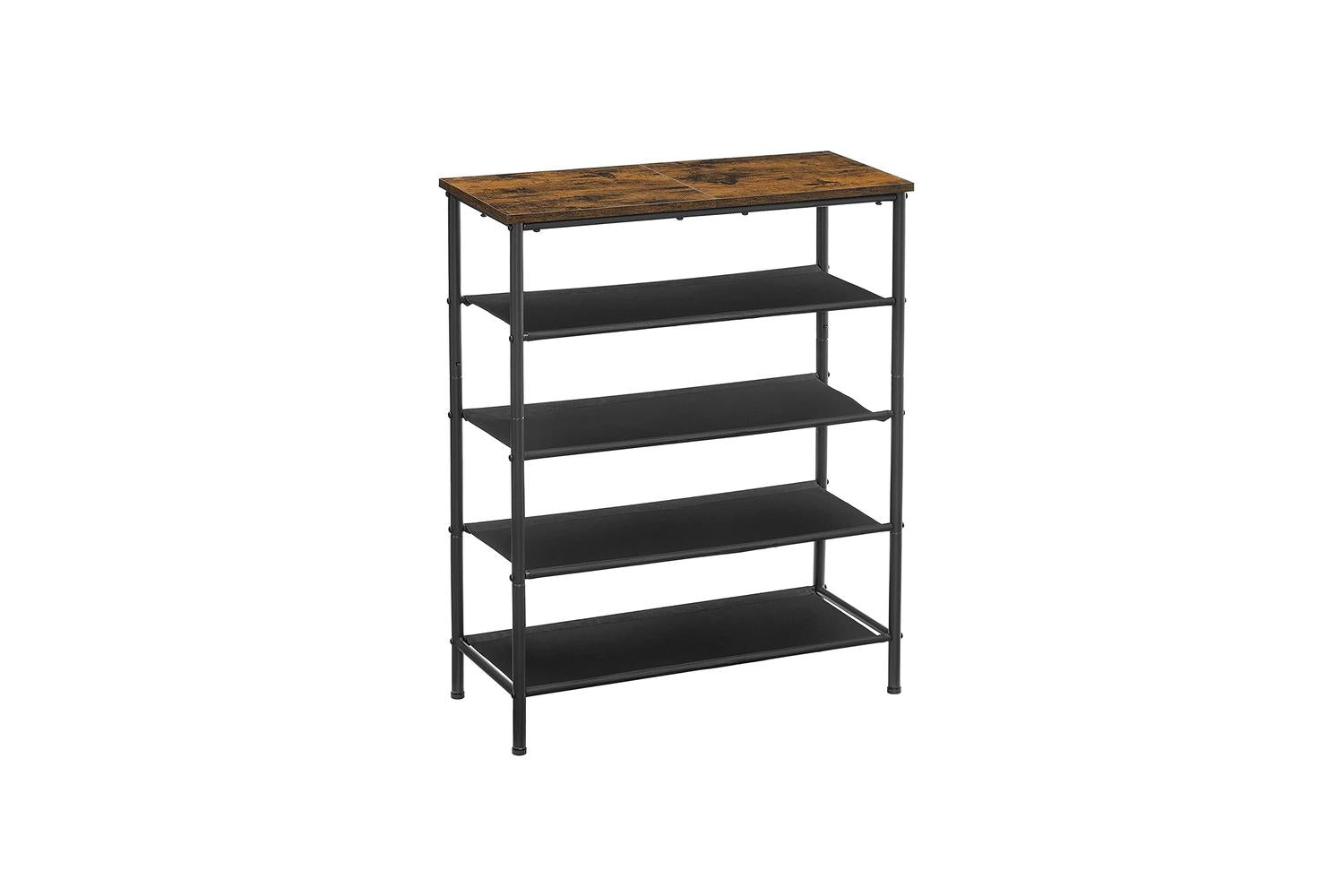 Vasagle Shoe Storage Rack With 4 Fabric Shelves | Rustic Brown & Black-2