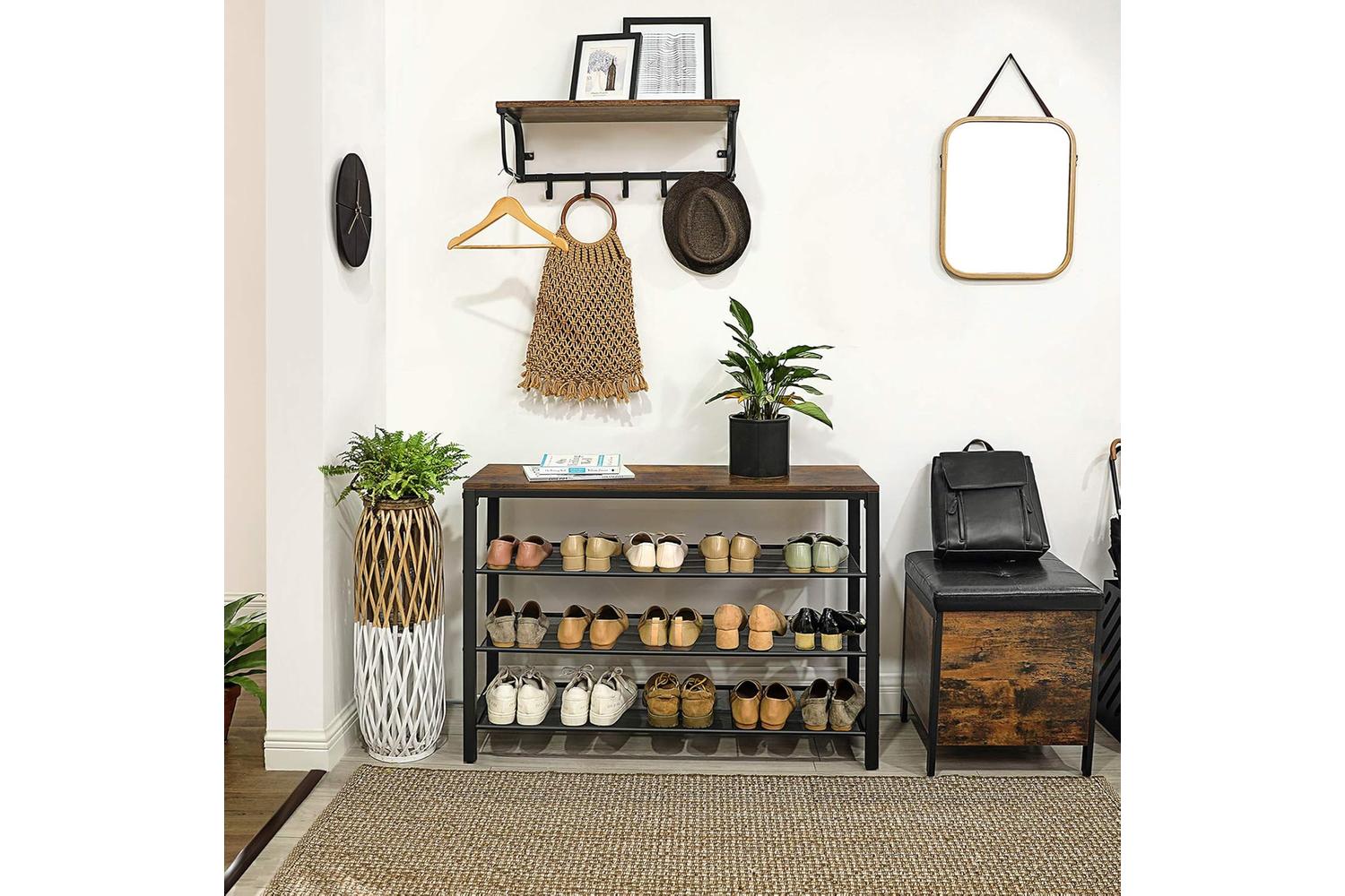 Vasagle Industrial Shoe Organizer | Rustic Brown & Black-4