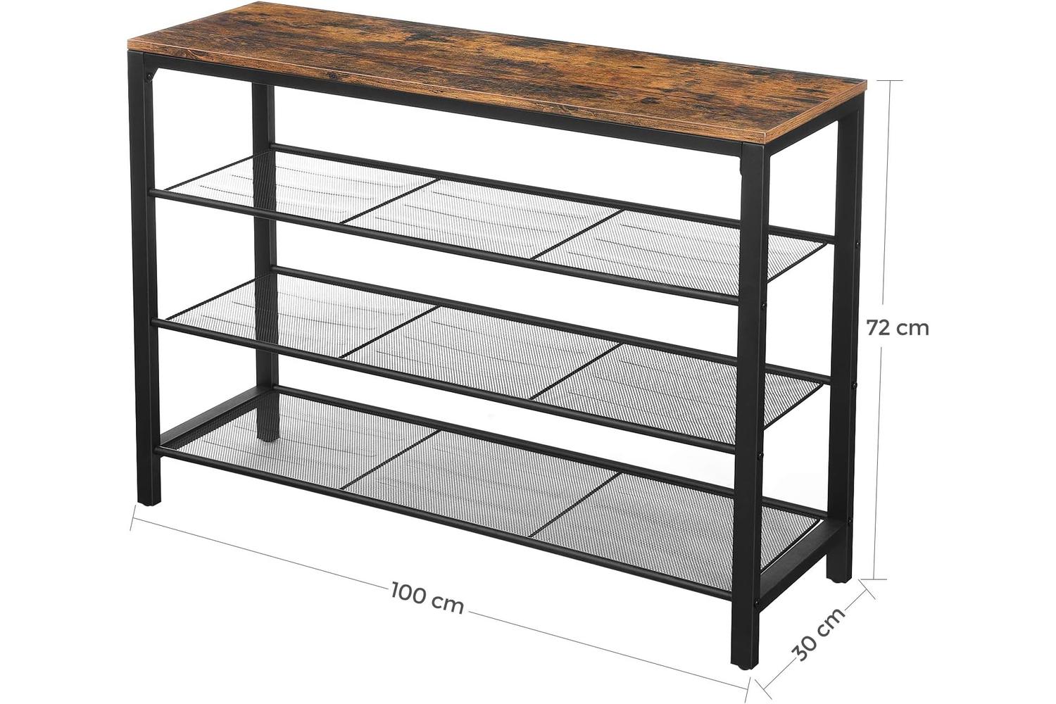 Vasagle Industrial Shoe Organizer | Rustic Brown & Black-5