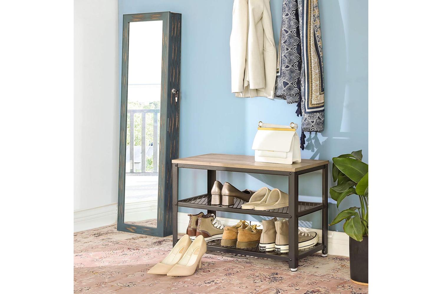 Vasagle Gray 3-Tier Shoe Storage Rack | Greige & Black-4