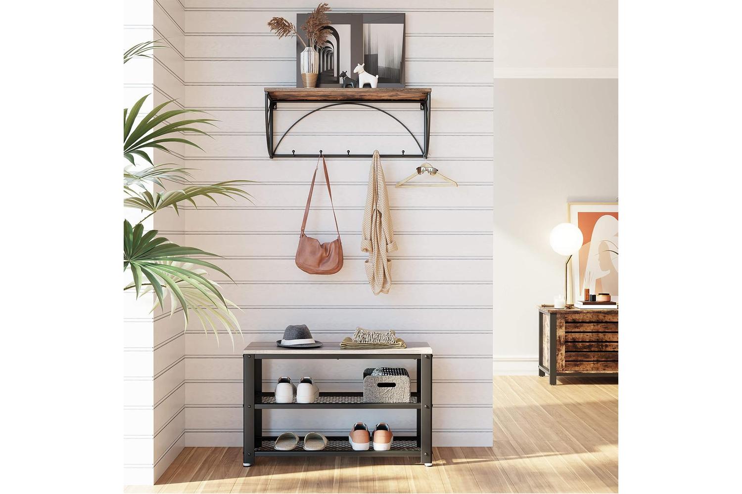 Vasagle Gray 3-Tier Shoe Storage Rack | Greige & Black-8