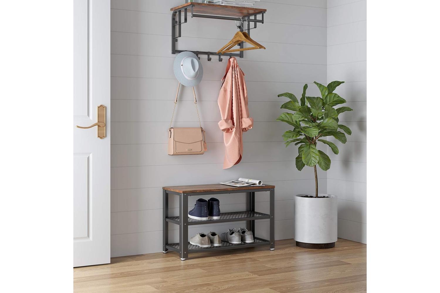 Vasagle Tiers Shoe Bench | Rustic Brown-2