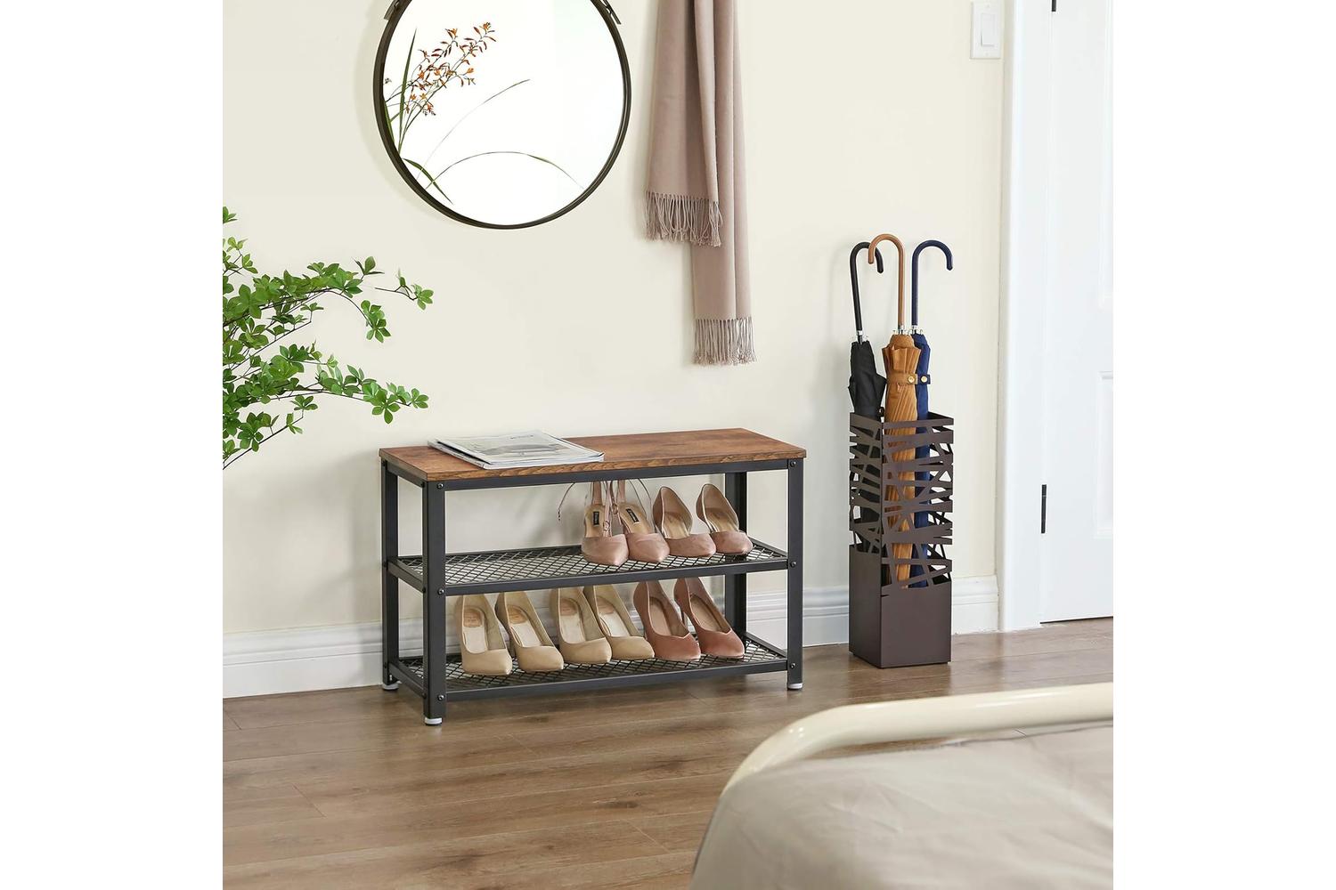 Vasagle Tiers Shoe Bench | Rustic Brown-3