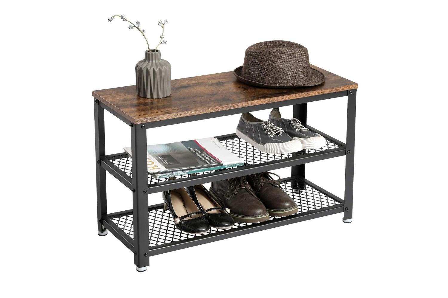 Vasagle Tiers Shoe Bench | Rustic Brown-5