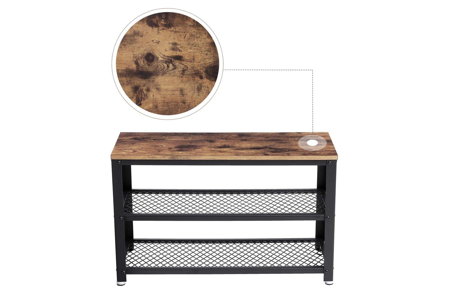 Vasagle Tiers Shoe Bench | Rustic Brown-7