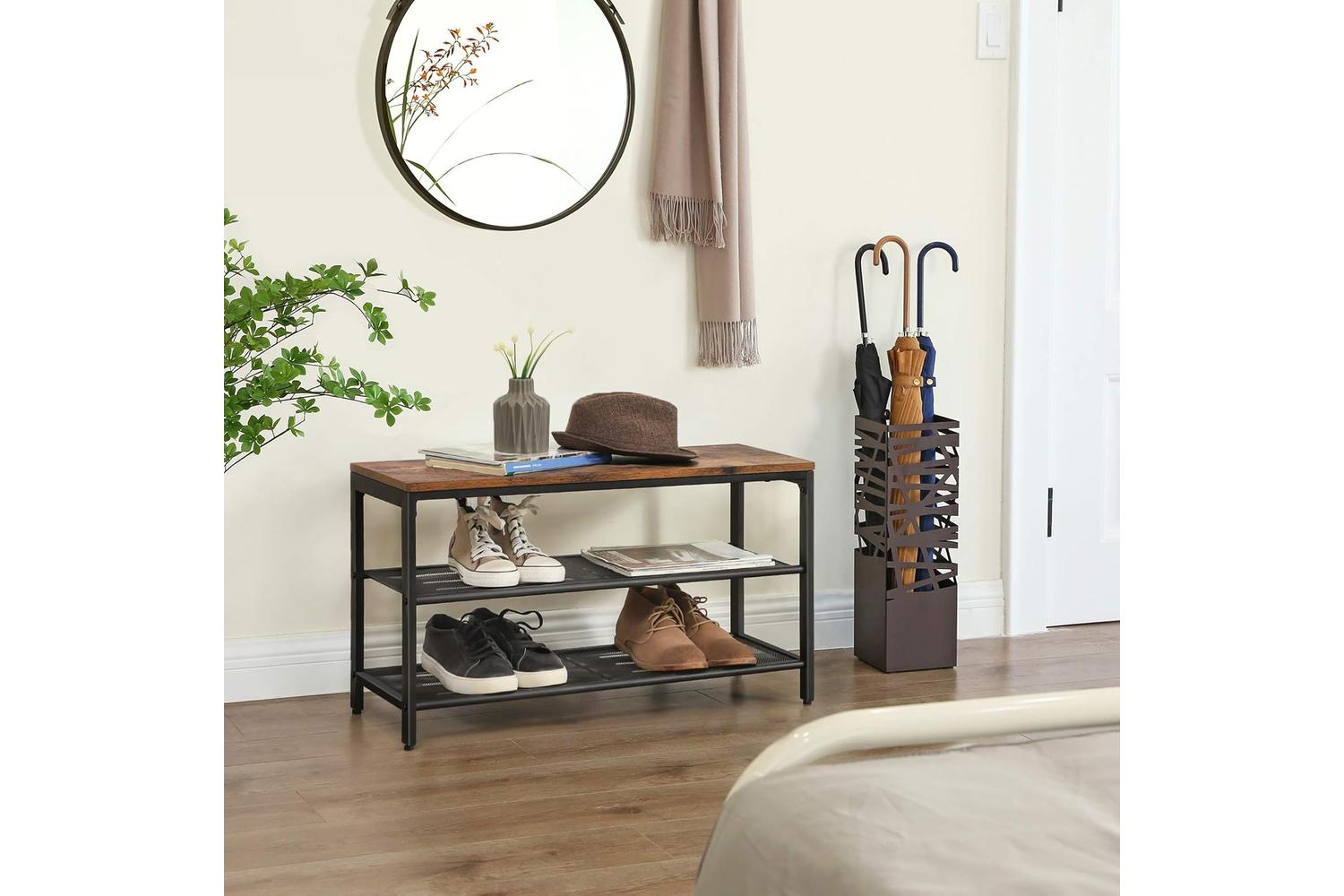 Vasagle Shoe Rack With Mesh Shelves | Rustic Brown-2