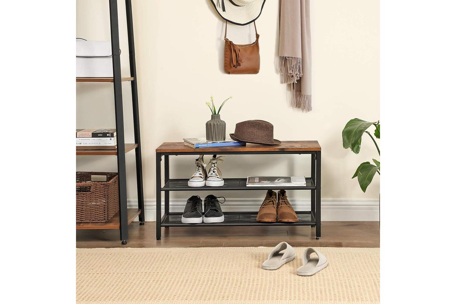 Vasagle Shoe Rack With Mesh Shelves | Rustic Brown-3