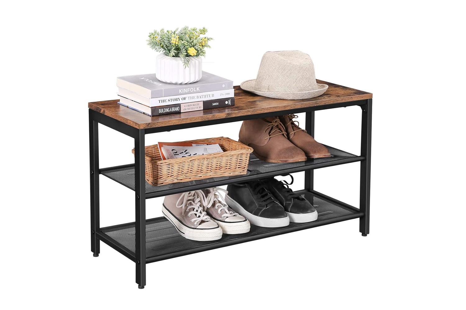 Vasagle Shoe Rack With Mesh Shelves | Rustic Brown-4