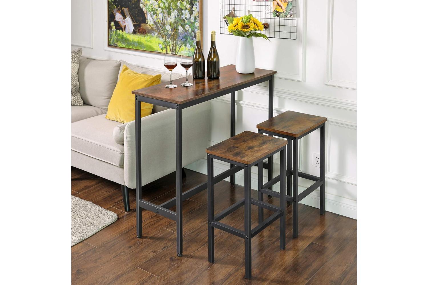 Vasagle Rustic Brown Industrial 4 People Pub Bar Table-2