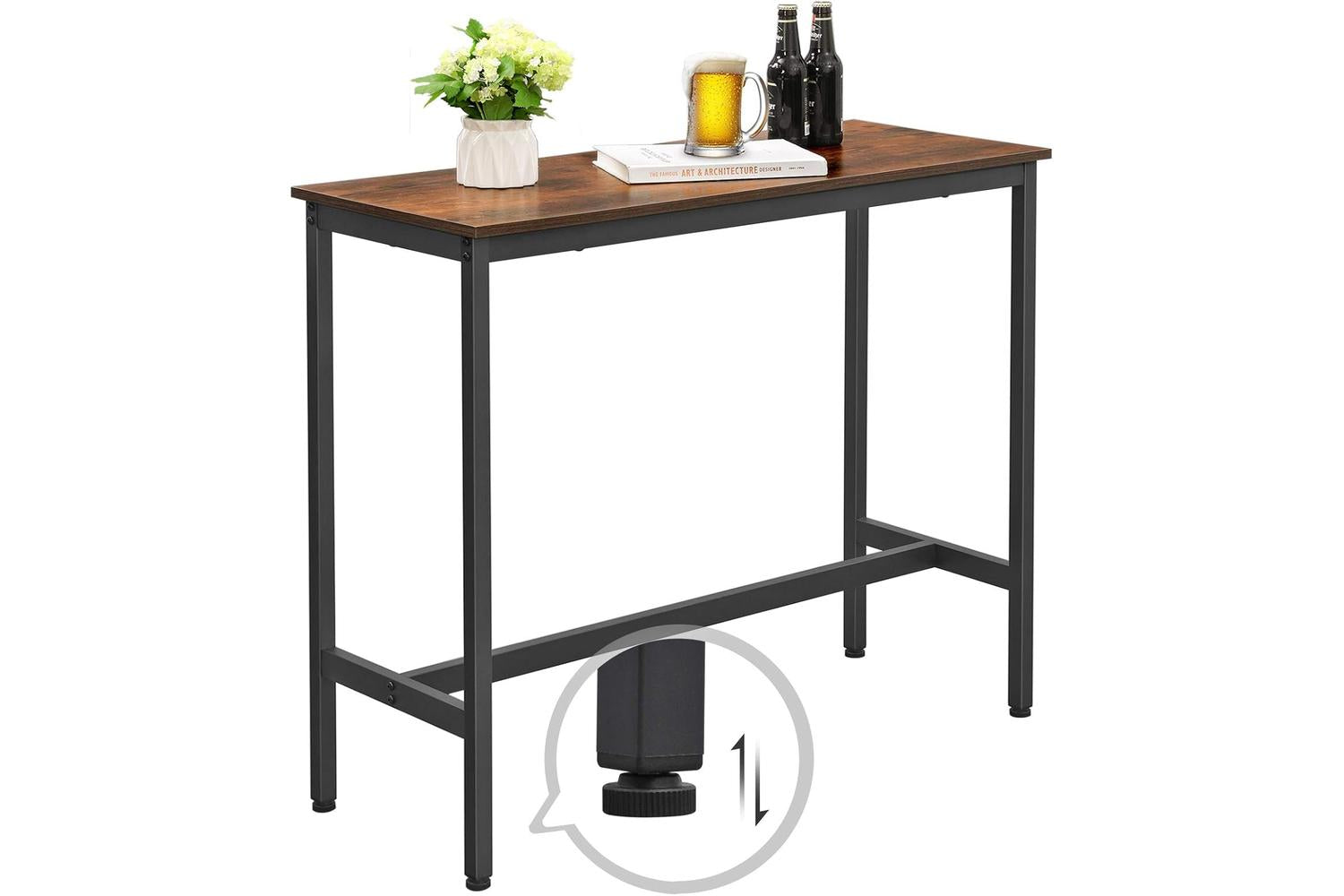 Vasagle Rustic Brown Industrial 4 People Pub Bar Table-6