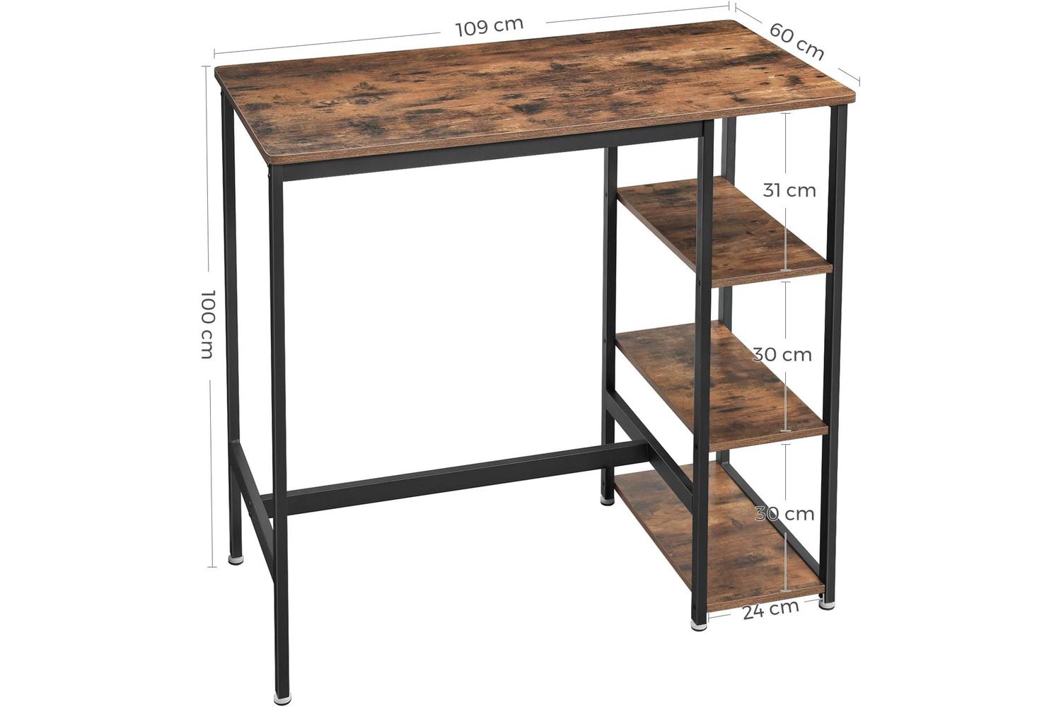 Vasagle Industrial Bar Table With Storage Shelves | Rustic Brown and Matte Black-5