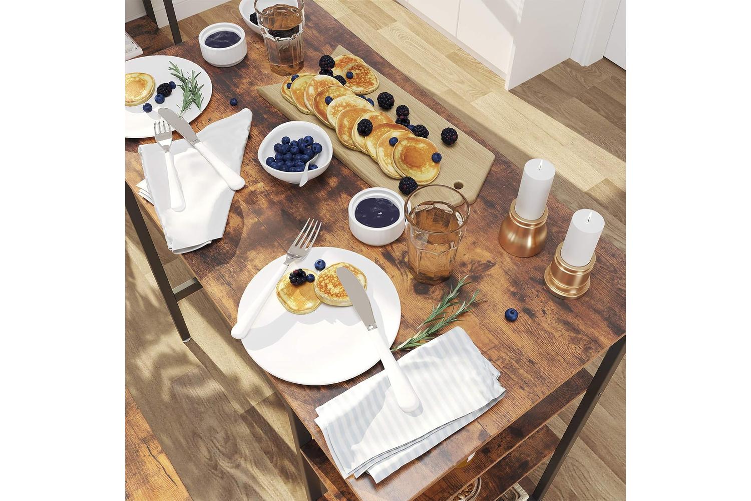 Vasagle Industrial Bar Table With Storage Shelves | Rustic Brown and Matte Black-6