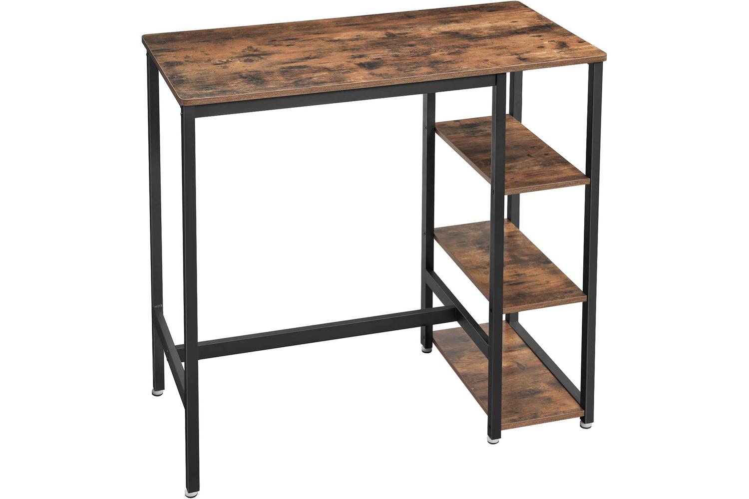 Vasagle Industrial Bar Table With Storage Shelves | Rustic Brown and Matte Black-7