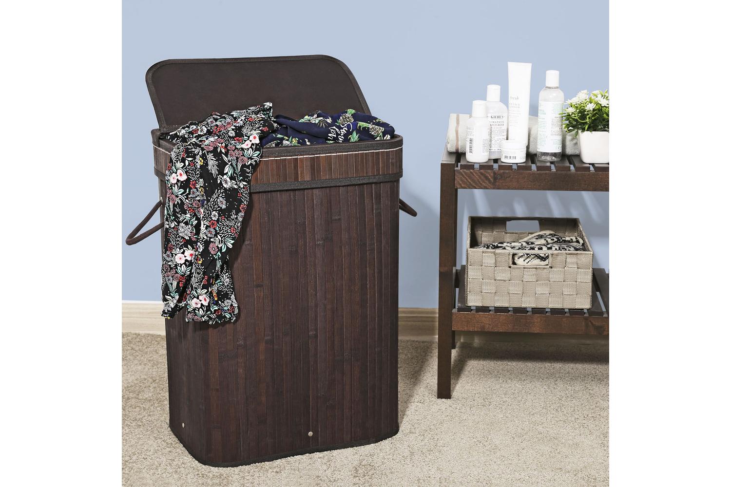 Songmics Bamboo Laundry Hamper | Dark Brown-4