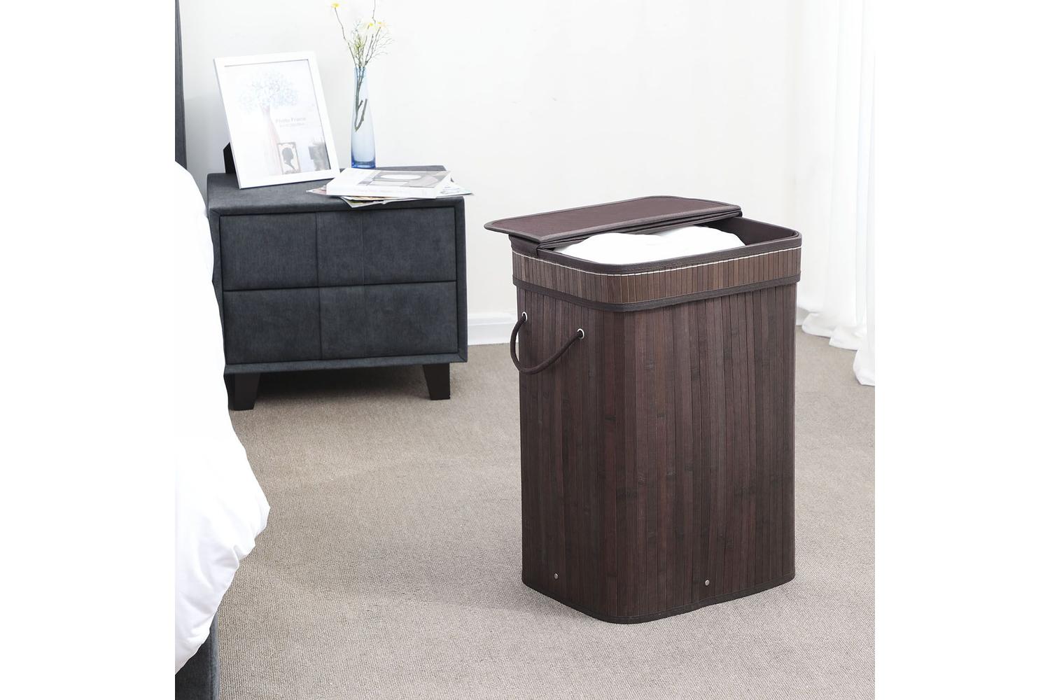 Songmics Bamboo Laundry Hamper | Dark Brown-5