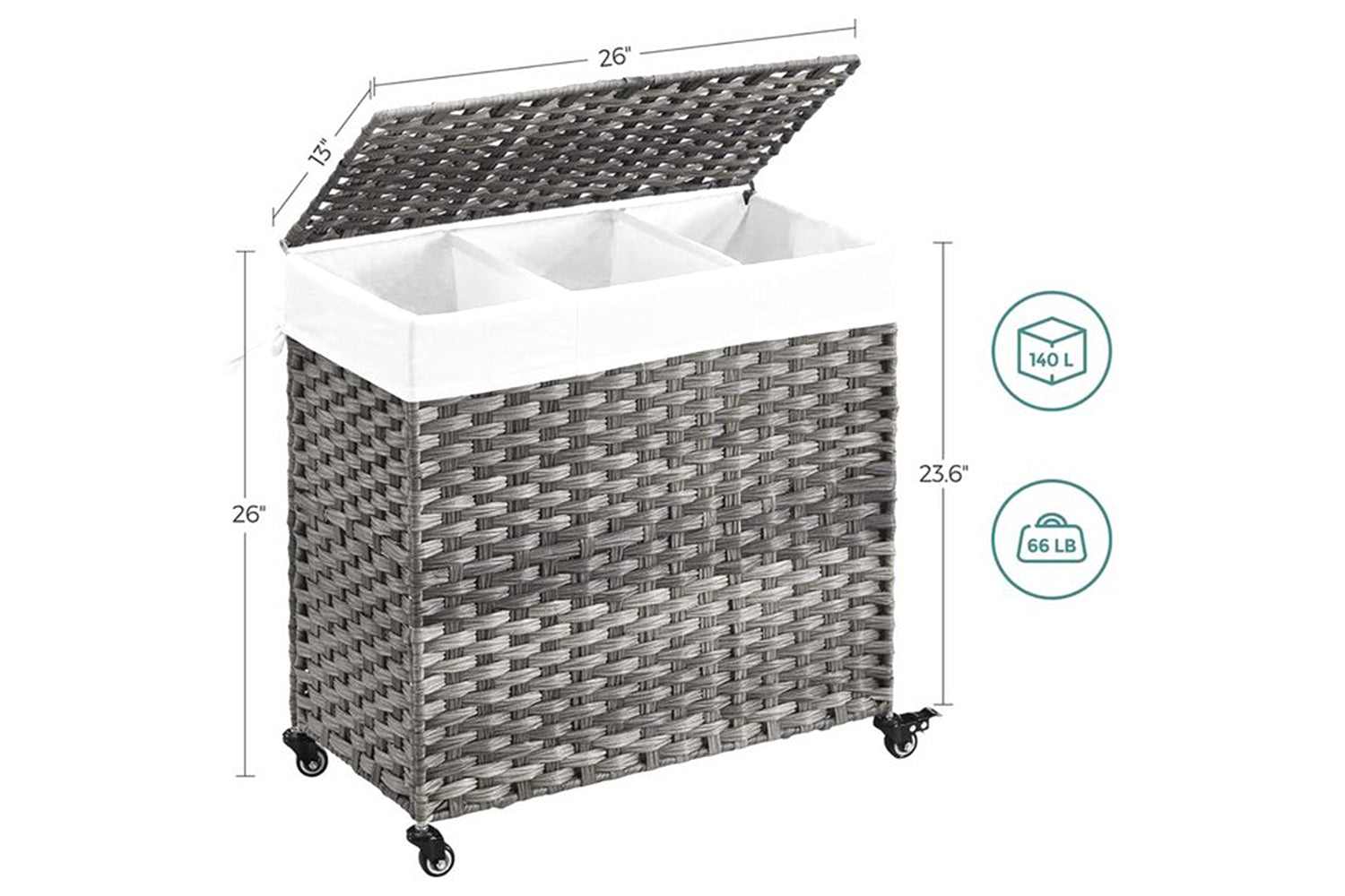 Songmics Rattan Style Laundry Hamper | Gray-8
