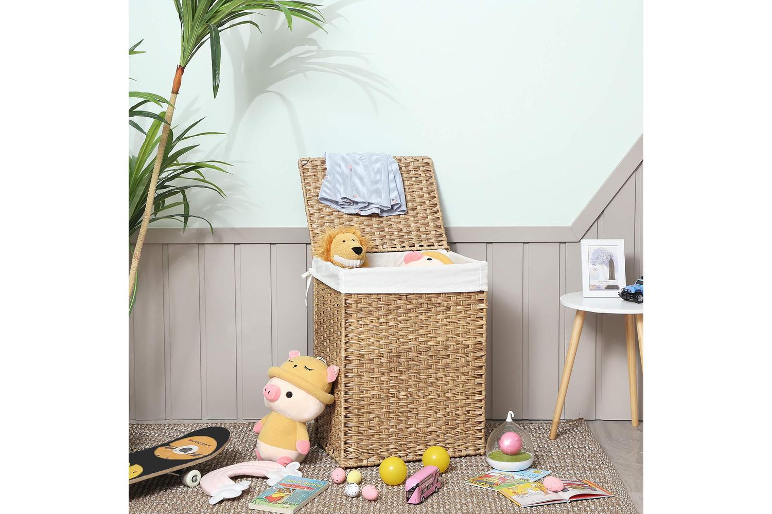 Songmics Handwoven Laundry Basket | Natural-3