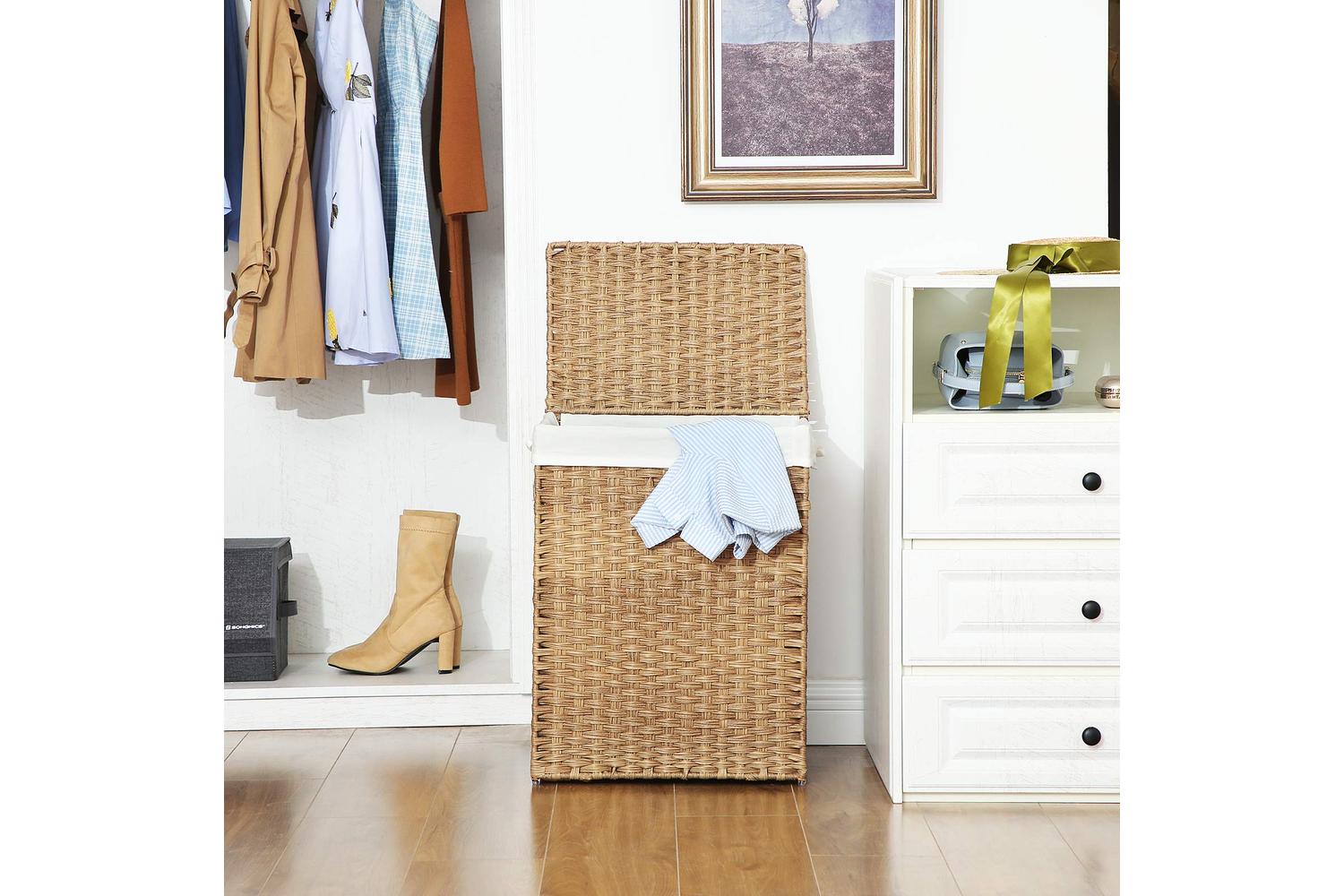 Songmics Handwoven Laundry Basket | Natural-4