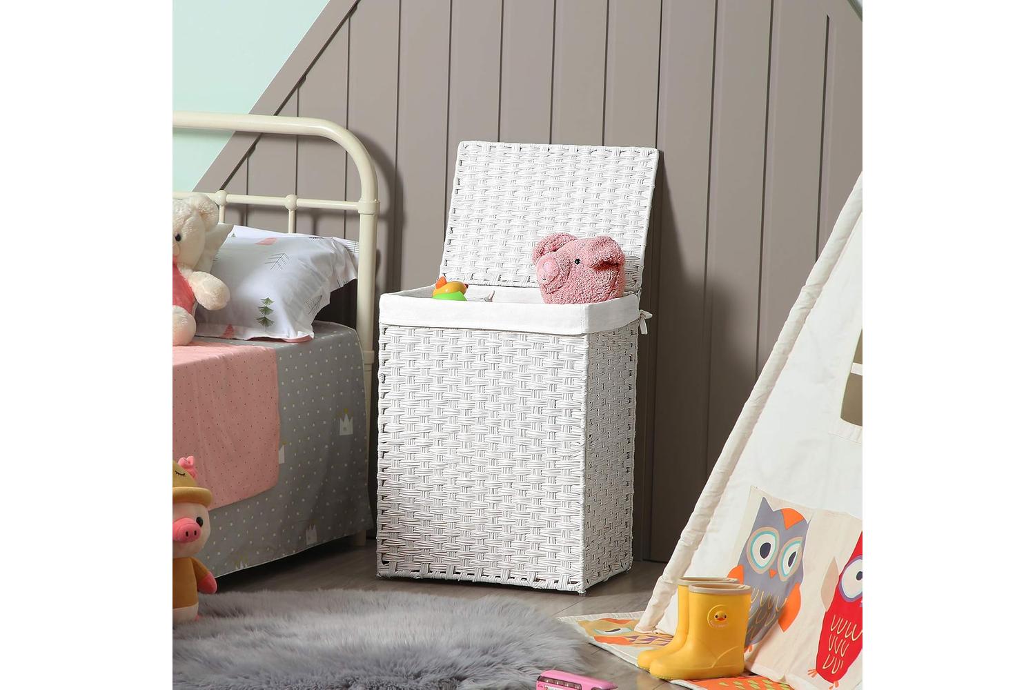Songmics  Laundry Basket with Handles | White-2