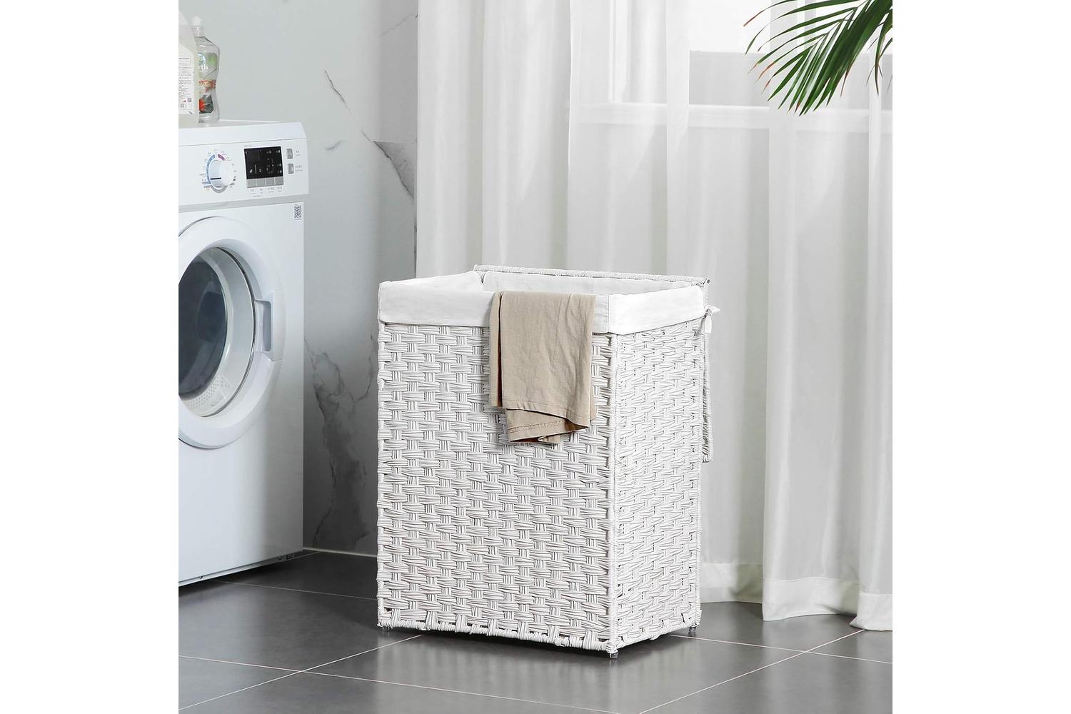 Songmics  Laundry Basket with Handles | White-3