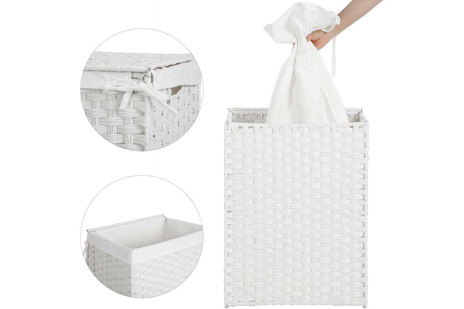 Songmics  Laundry Basket with Handles | White-6