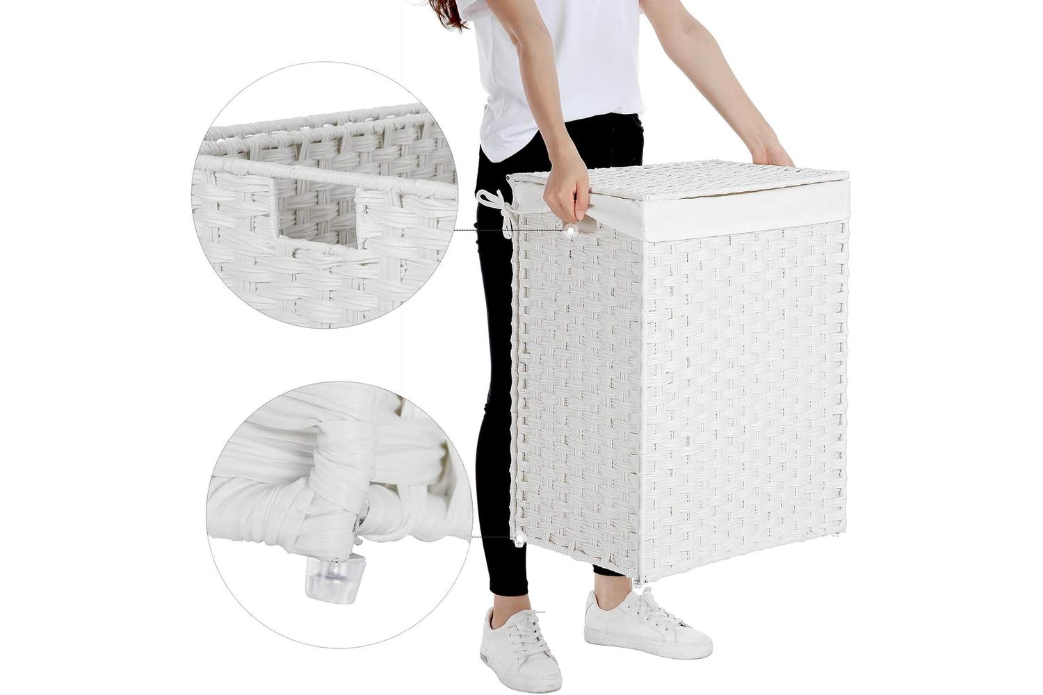 Songmics  Laundry Basket with Handles | White-7