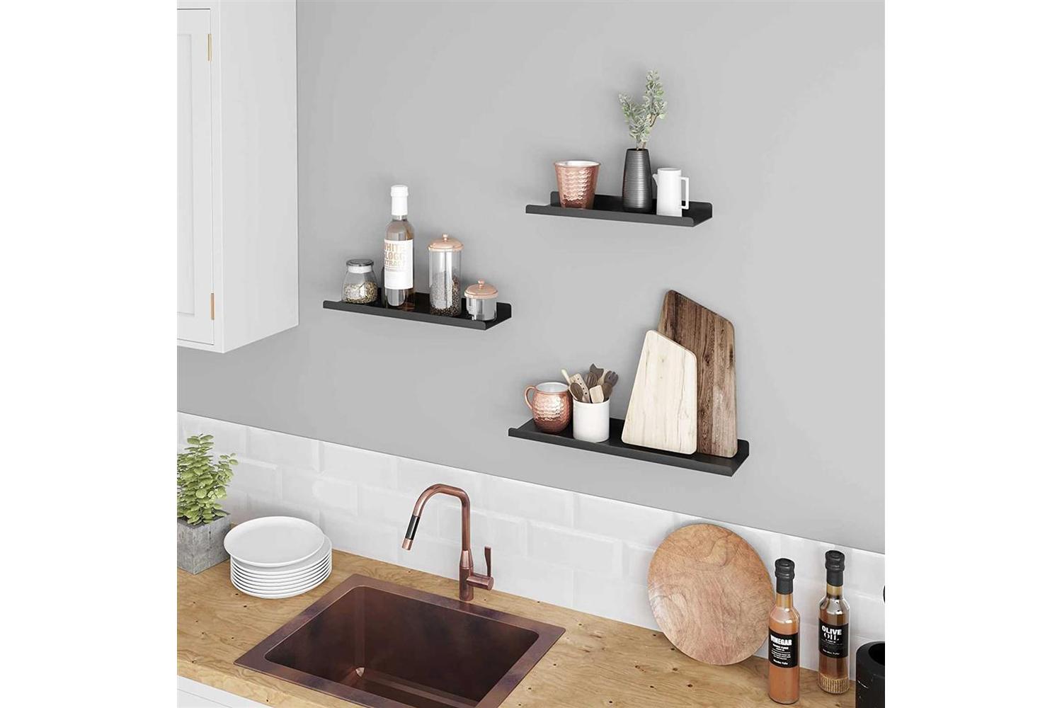 Songmics 3 Wall Shelves Set | Black-3