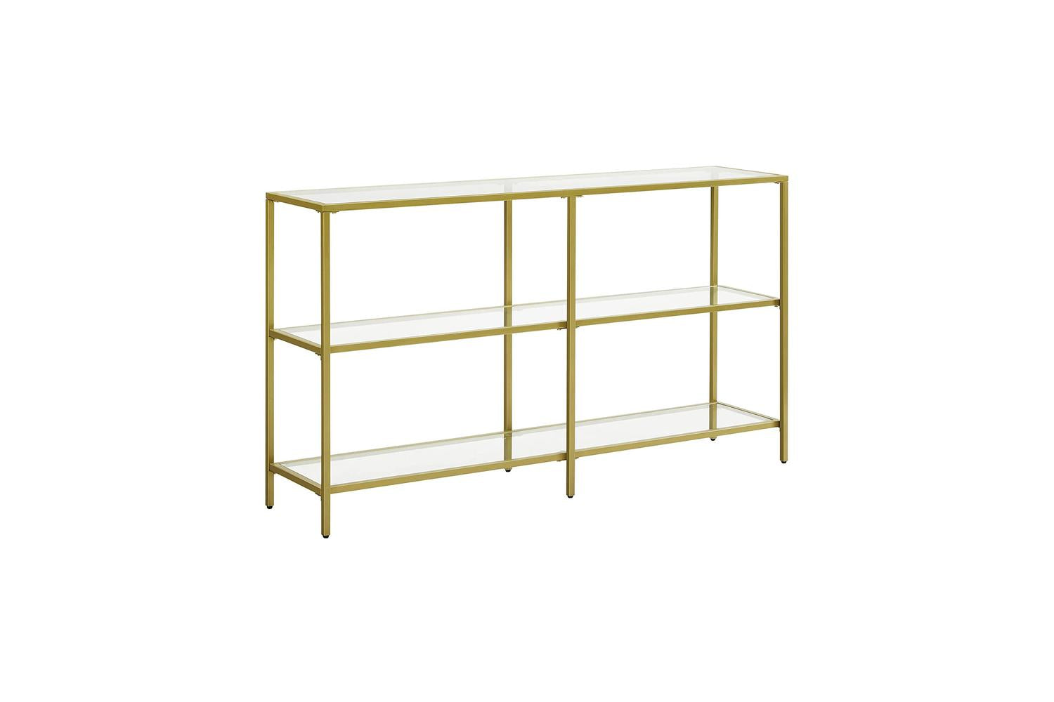 Vasagle 3 Tier Glass Console Sofa Table | Gold-2