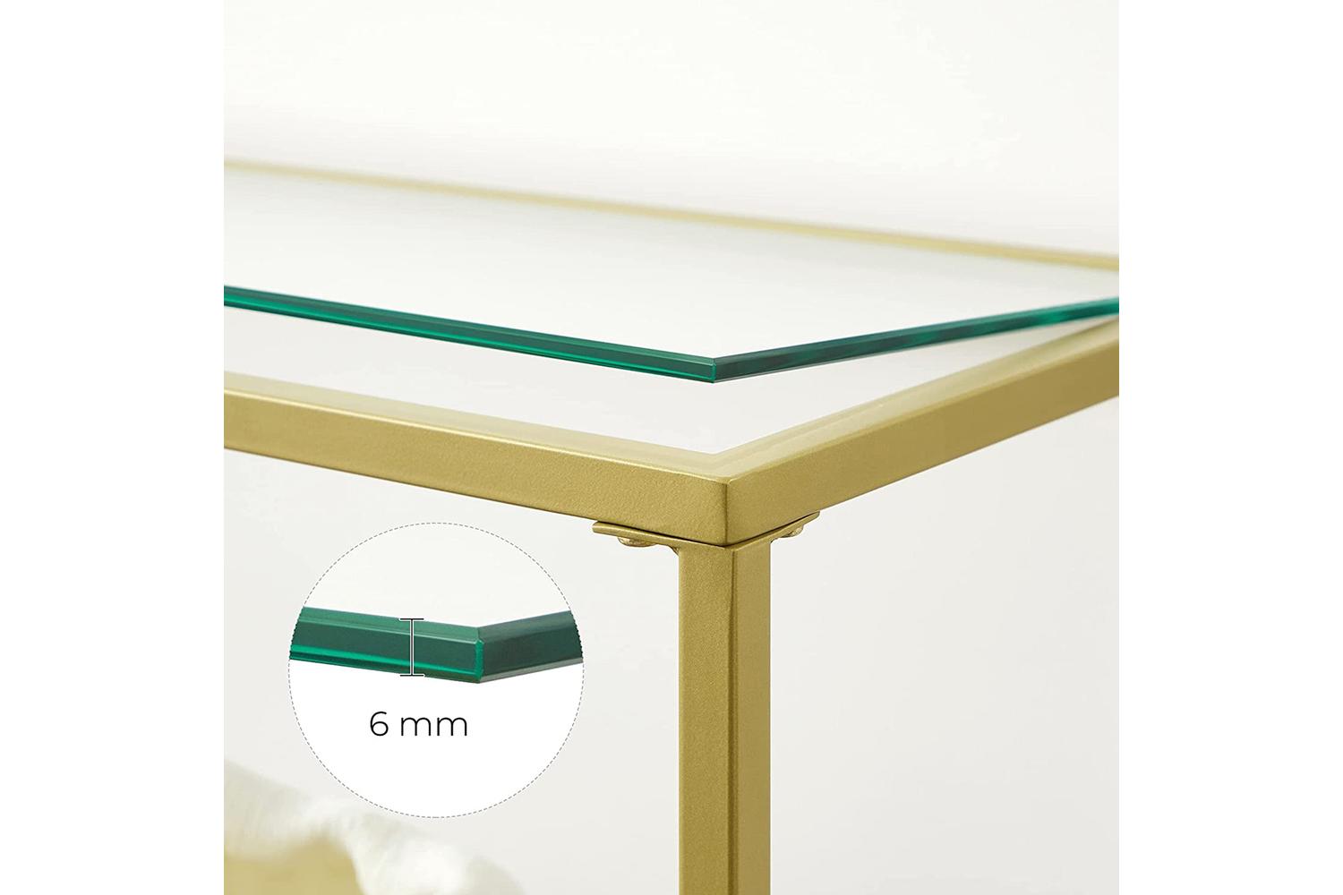 Vasagle 3 Tier Glass Console Sofa Table | Gold-7