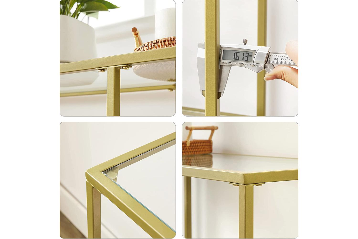 Vasagle 3 Tier Glass Console Sofa Table | Gold-8