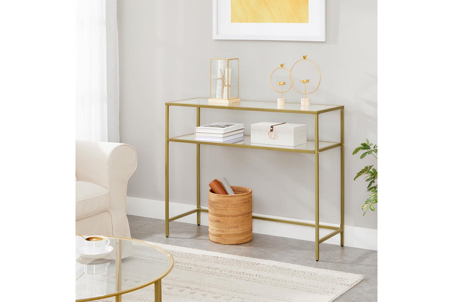 Vasagle Glass Console Sofa Table | Gold-3