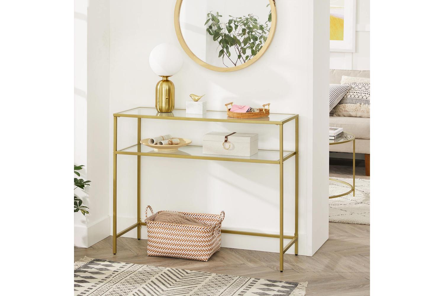 Vasagle Glass Console Sofa Table | Gold-4